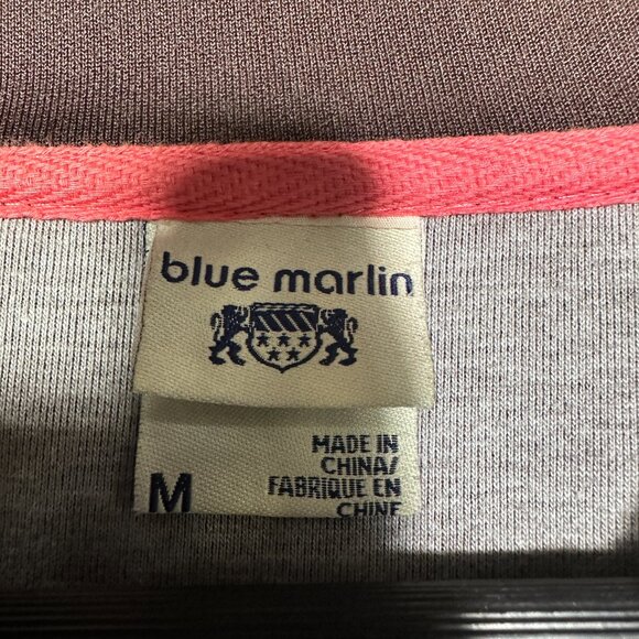 Vintage Blue Marlin SweatShirt Mens Medium Brown Full Zip Pockets Cotton Poly - Picture 7 of 10